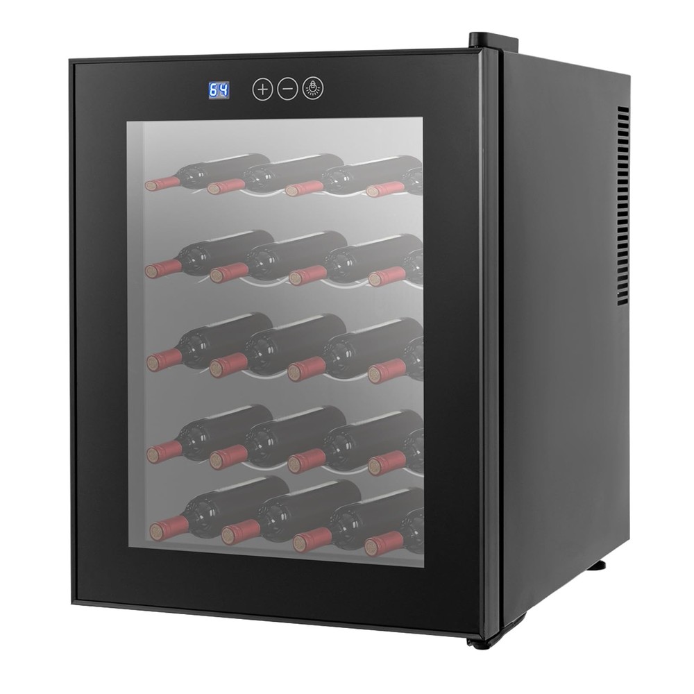 Black Wine Fridge 48L 20-Bottles Small Wine Cooler Rectangular Wine Cellar 110V