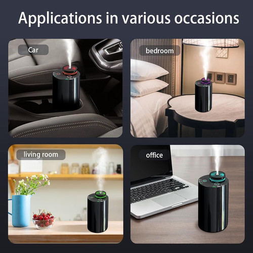 Waterless Essential Oil Diffuser - Cordless Portable Aromatherapy Scent Black