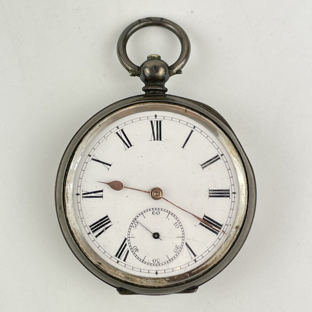 Antique Swiss Solid Silver Cased Pocket Watch 5cm