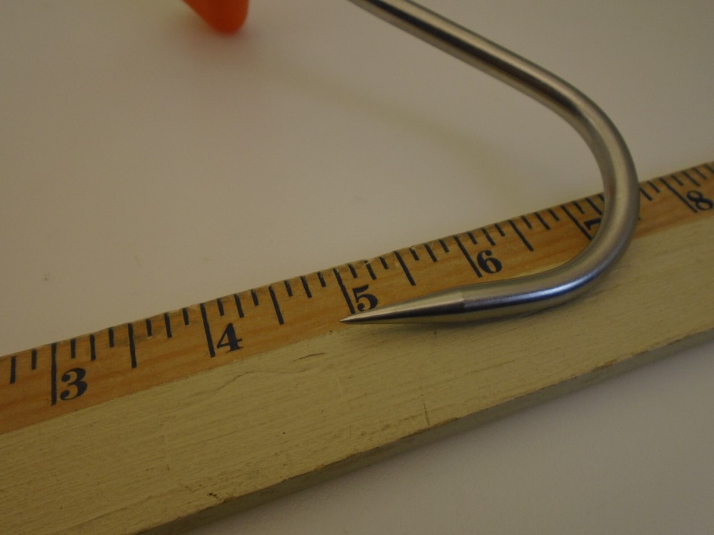 Dexter Barr 4 inch Boning Hook Orange Centered Flat Handle 1/4 in diameter T325