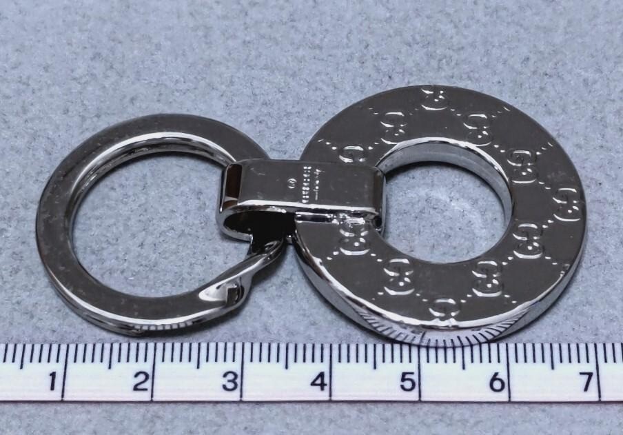 GUCCI Key Ring Silver GG Logo Pattern USED Auth Rare #9230
