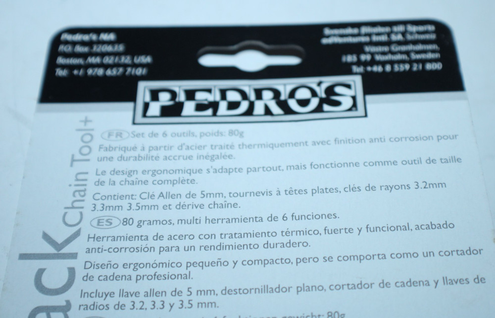 Pedro's Chain Tool+ 6-Function Multitool 3.2 3.3 3.5mm Spoke Wrench 5mm Hex Flat