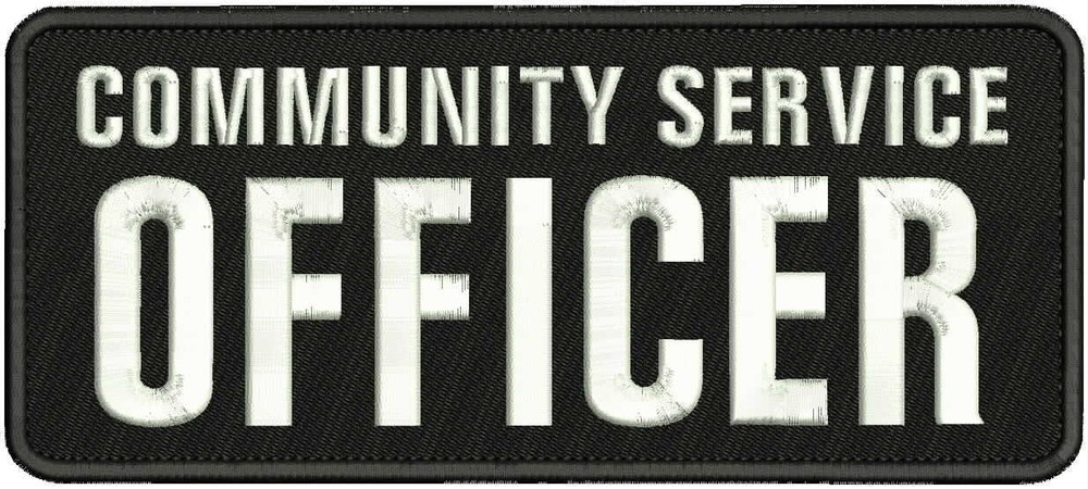 COMMUNITY SERVICE OFFICER EMBROIDERY PATCH 4X10 HOOK & loop BLACK/WHITE