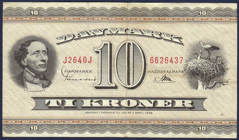 DENMARK 10 KRONER 1964 REPLACEMENT Suffix OJ