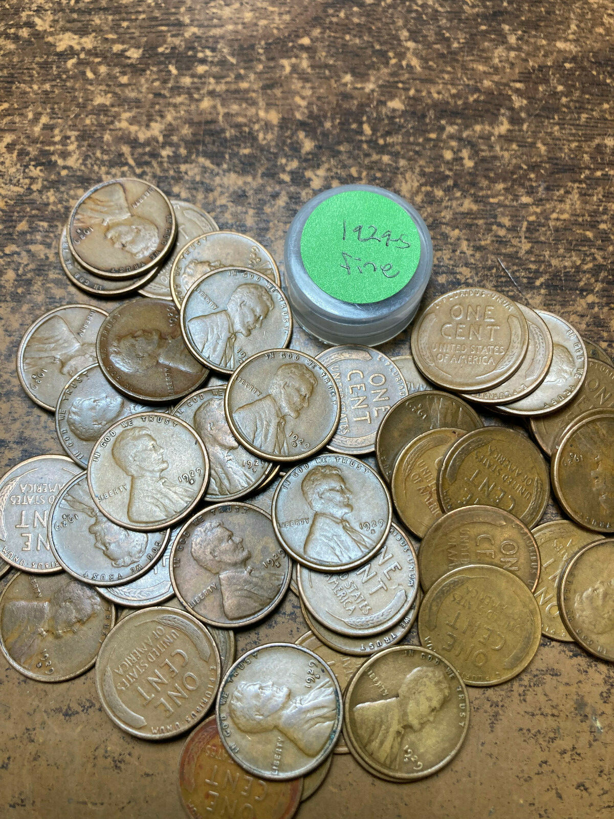 1929-P,1929-D,1929-S LINCOLN WHEAT CENT PENNY 3 ROLL SET HIGH GRADE, ALL FINE