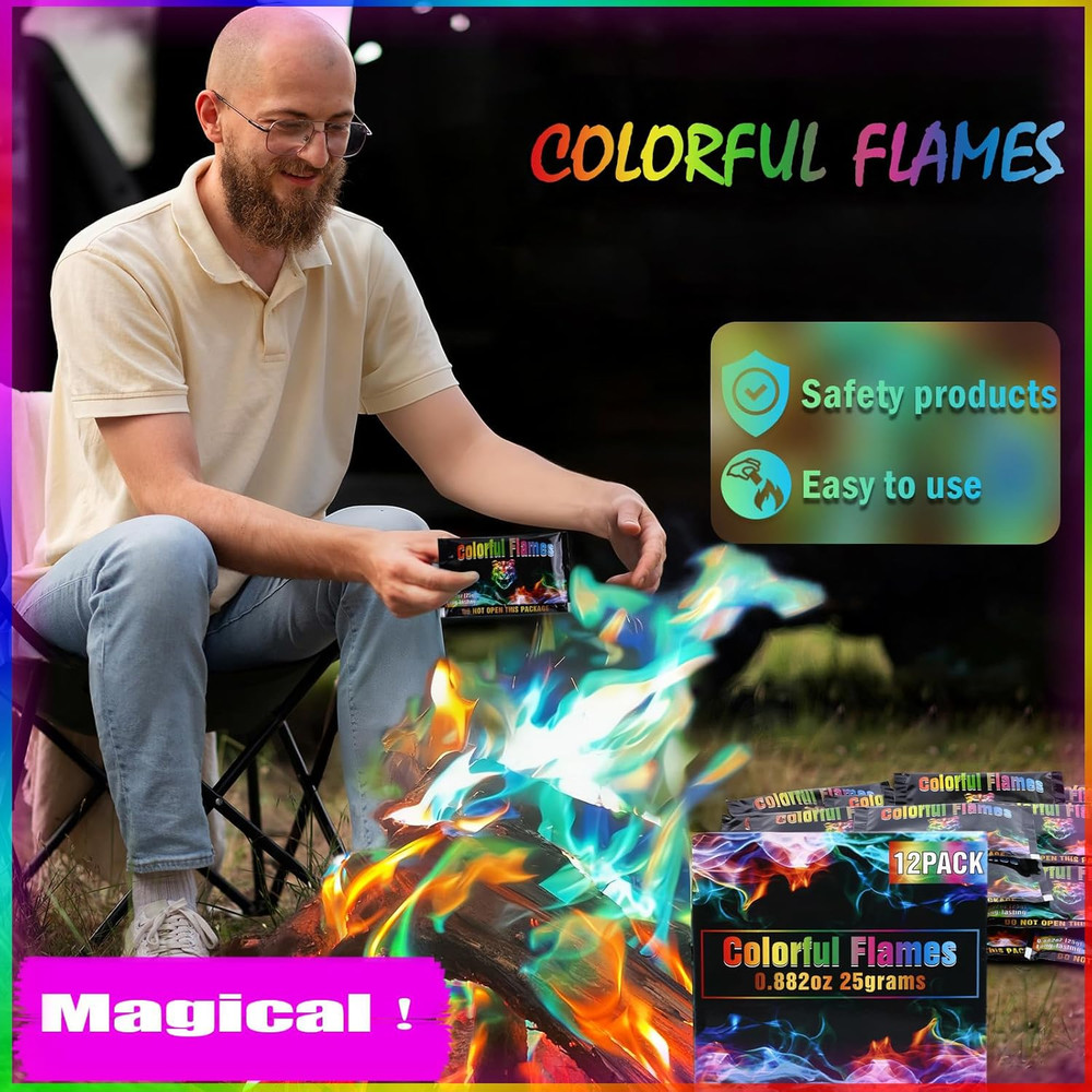 Fire Color Changing Packets - 12 Pack Long Burn Safe Magic Campfire