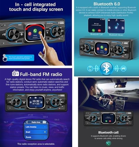 2.2" TFT Smart Touch Bluetooth Car Stereo, FM Radio Receiver, Hands-Free