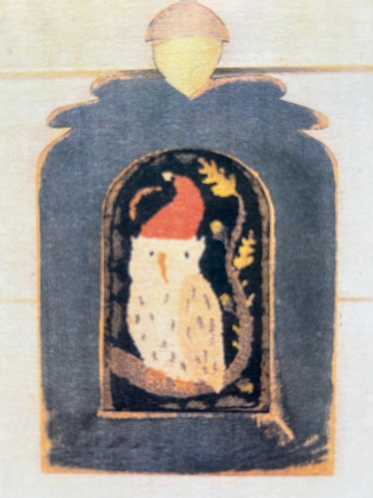 PRIMITIVE PUNCHNEEDLE  EMBROIDERY PATTERN, CRAFTS PUNCH NEEDLE OWL