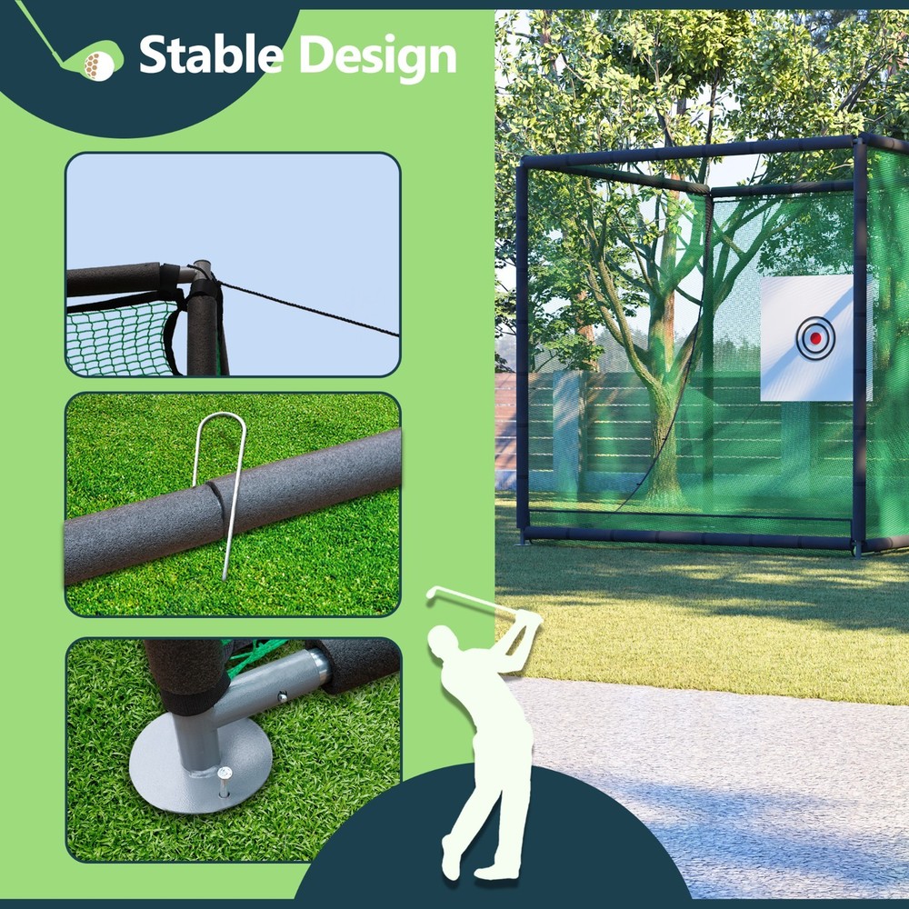 10'x10'x10' Golf Batting Cage Golf Training Simulators Practice Net Cage