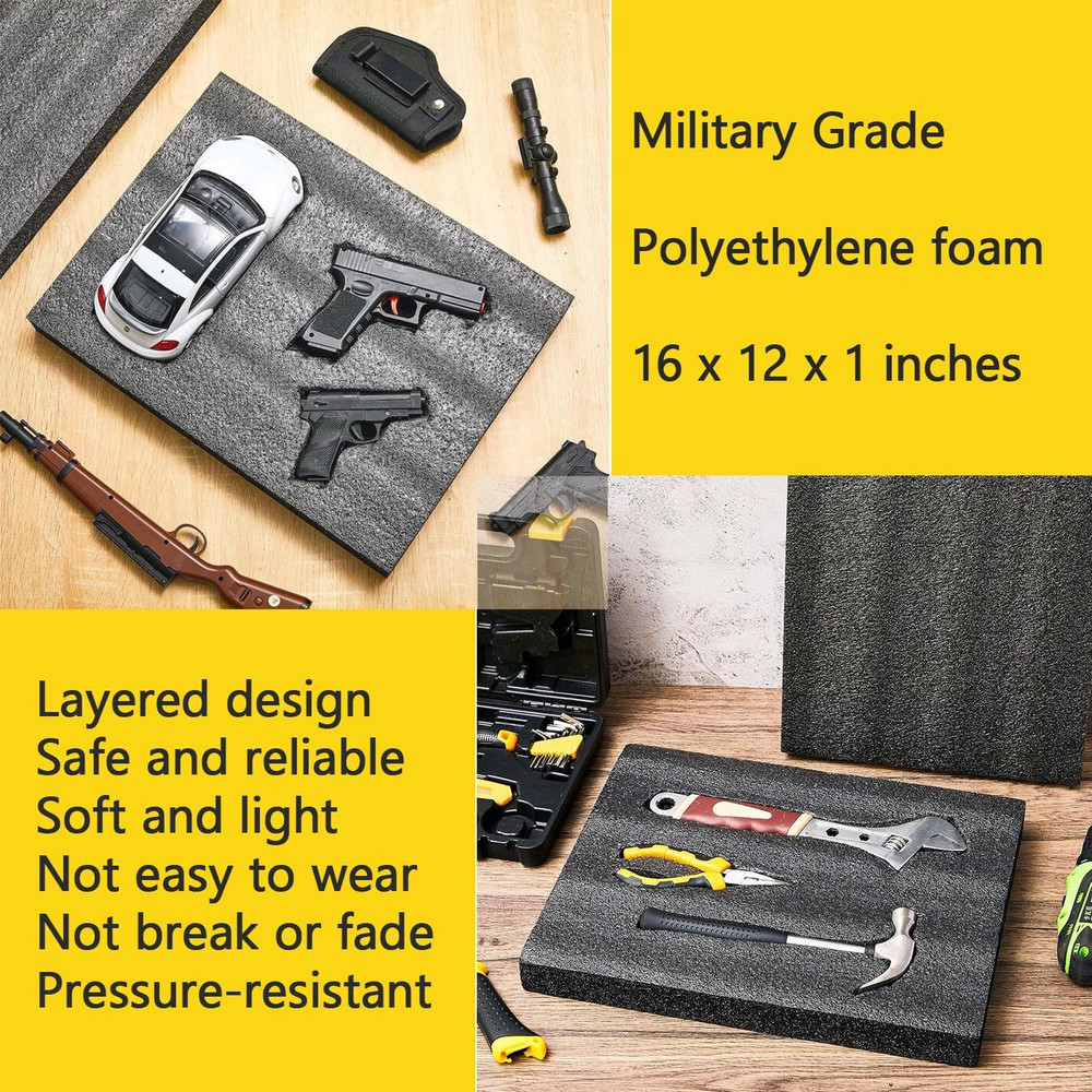 4Pack Customizable Polyethylene Foam Sheets 16"X 12"X1" Thick Foam Padding