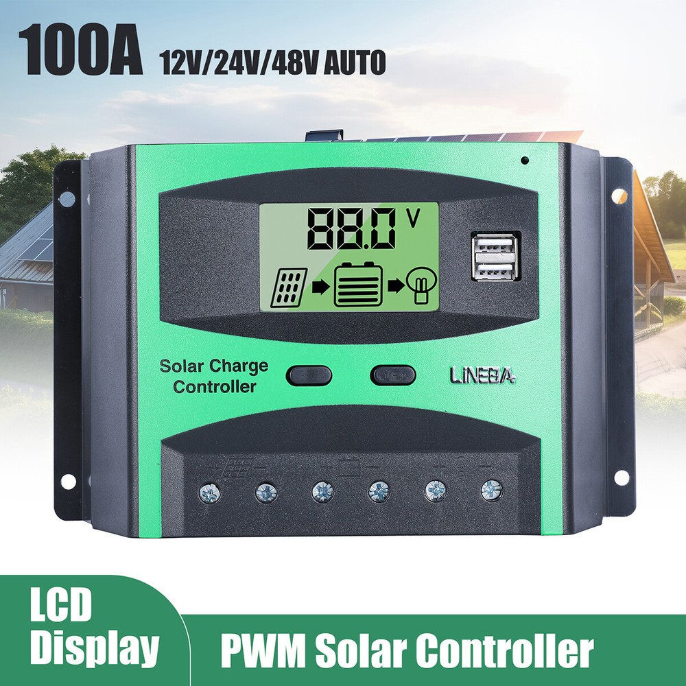 100A 60A 30A Solar Panel Regulator Charge Controller 12V/24/48V Lithium Battery