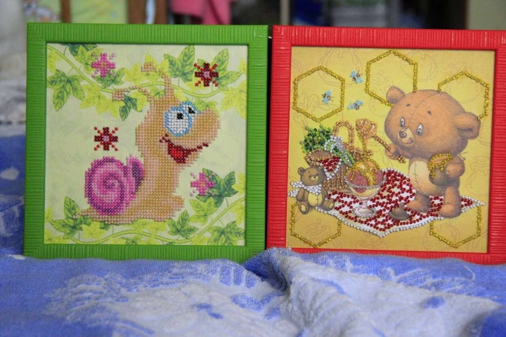 DIY Bead Embroidery Kit "Snail" Beaded Stitching Needlepoint Beadwork