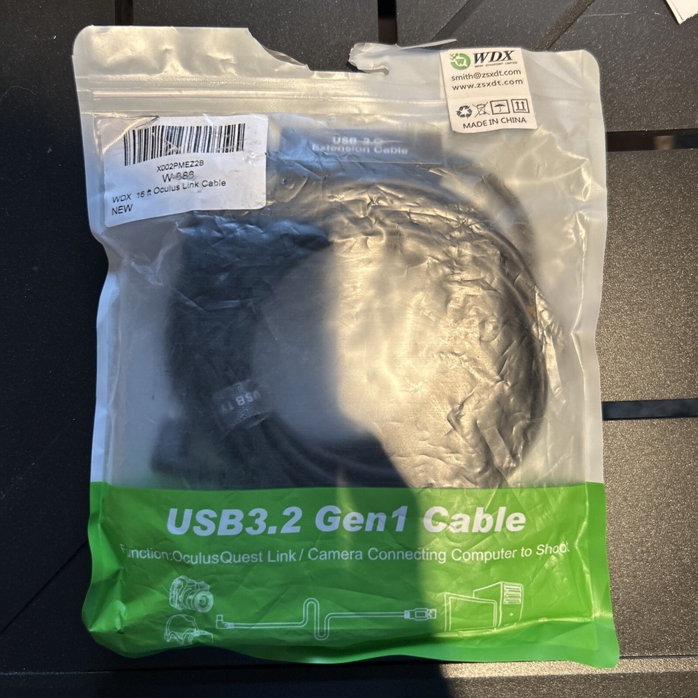 16FT Link Cable For Oculus Quest 2 Type-C 3.2 Right Angle To USB C Charging Cord