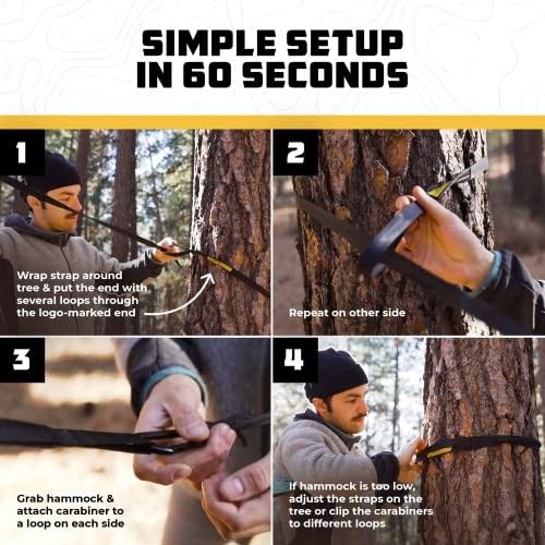 Camping Hammock – 500lbs Portable Hammock with Tree Single Orange & Grey
