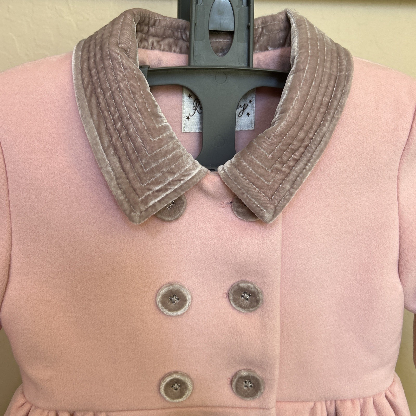 Rachel Riley Coat Girls Sz 5 Pink Long Sleeve Button Up Dress Coat Double Breast