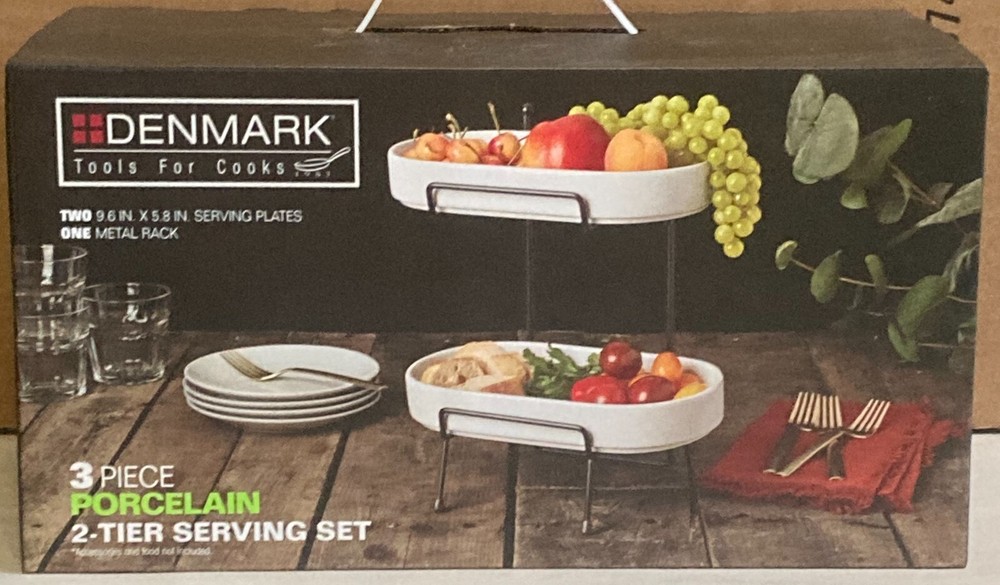 Denmark Tools for Cooks 3pc Porcelain 2-Tier Serving Set