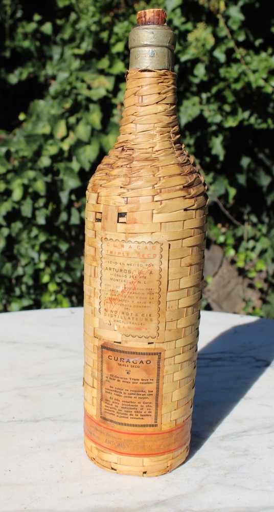 Vintage Triple Sec Wicker Wrapped Wine Bottle
