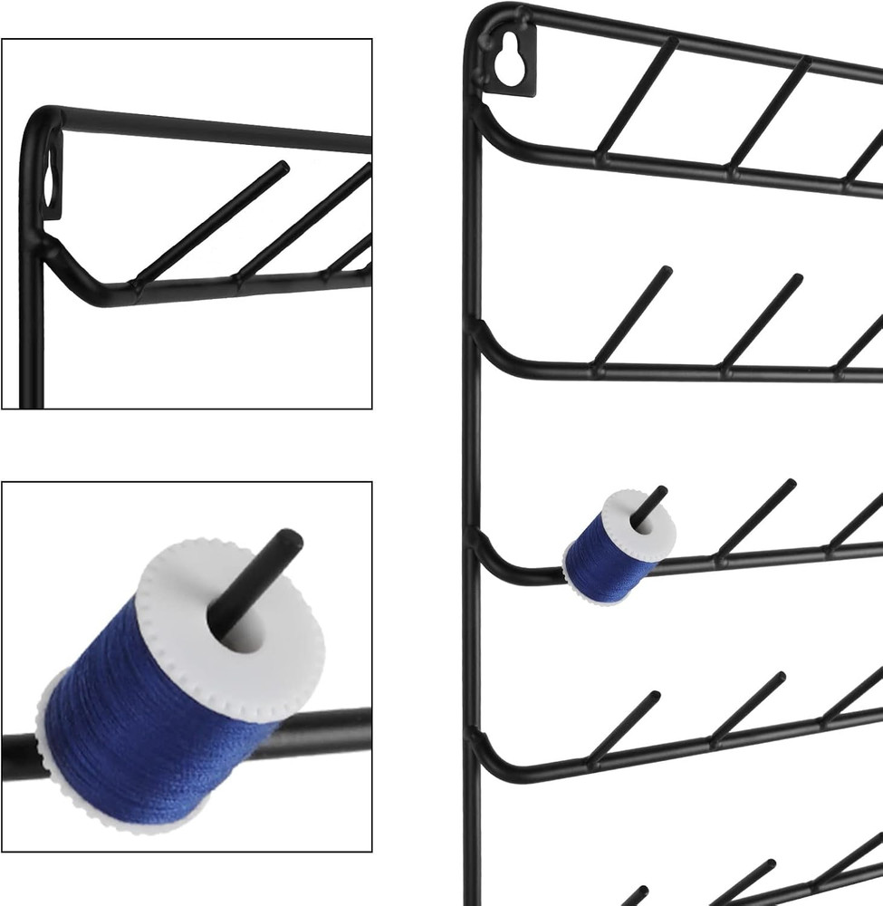YBING Thread Holder Wall 2 Pack 54 Spools Thread Rack Wall Mount Embroidery Spoo