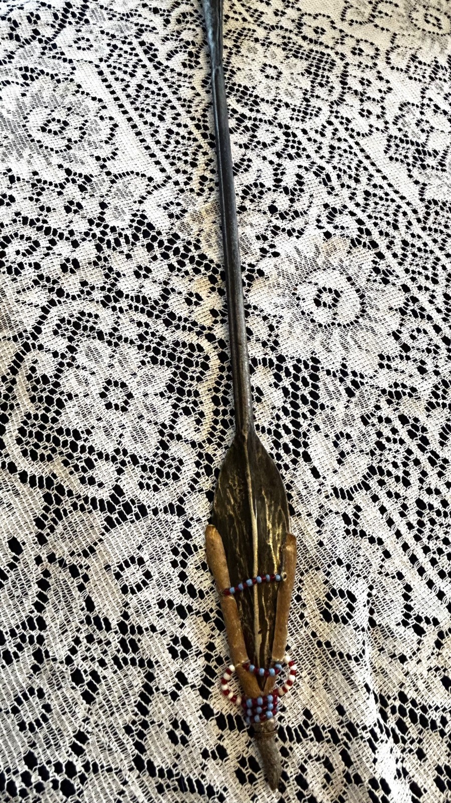 Unique hand carved African wooden SPEAR from Kenya Africa 4 pieces 48 in long