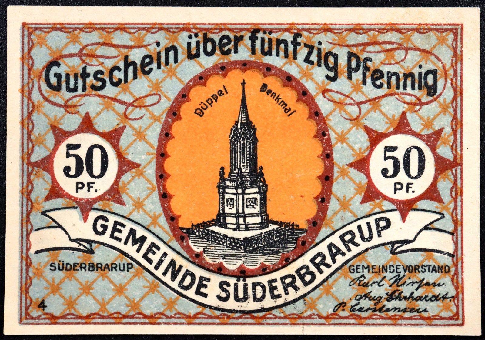 SÜDERBRARUP 1921 "We Don't Want to be Danes" 50 Pfennig #4 German Notgeld