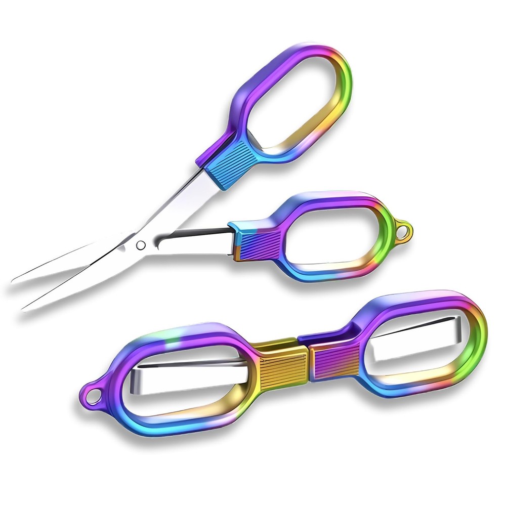 2 PCS Folding Scissors TSACompliant Portable Stainless Steel Retractable