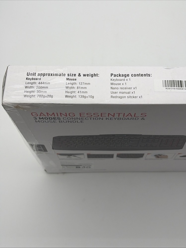 Redragon Gaming Essentials 3 Modes Connection Keyboard And Mouse Bundle - Black