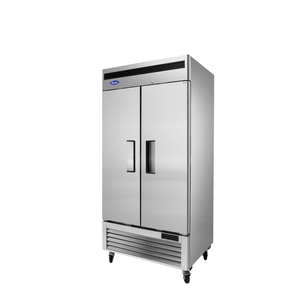 Atosa MBF8502GR Two Solid Door Bottom Mounted Reach-In Freezer 2 Section Silver