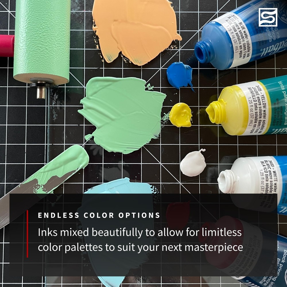 Deluxe Block Printmaking Kit Multicolor Lino Cutters Inks and Brayer Bundle