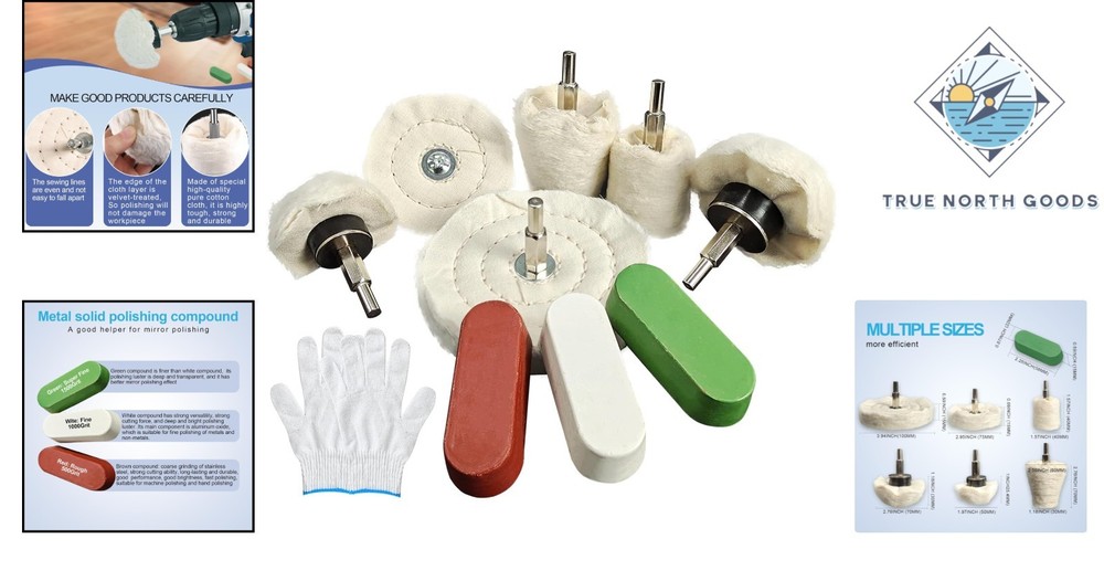 6 Drill Buffing Wheels and 3 Polishing Compounds, Multi-Specification Wheel K...