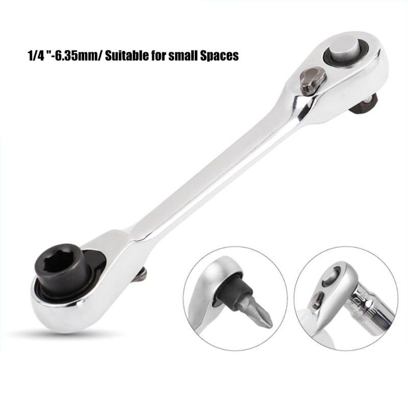 Two Direction Ratcheting Wrench 1/4 Inch Rust Resistant Electroplated Quick Tool