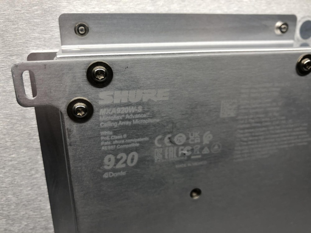 Shure MXA920W-S Microflex Advance Square Ceiling Array Microphone with Dante