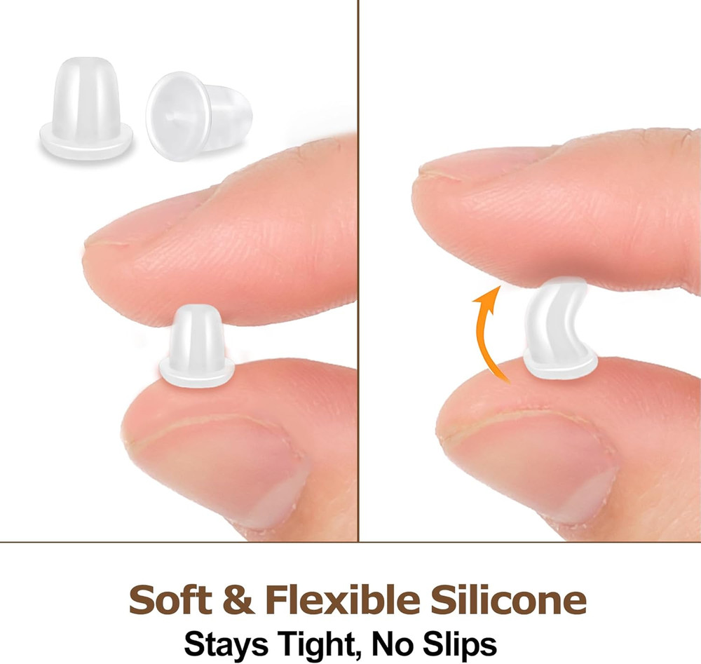 1400PCS Silicone Earring Backs – Clear Stud & Hoop Replacements with Storage Box