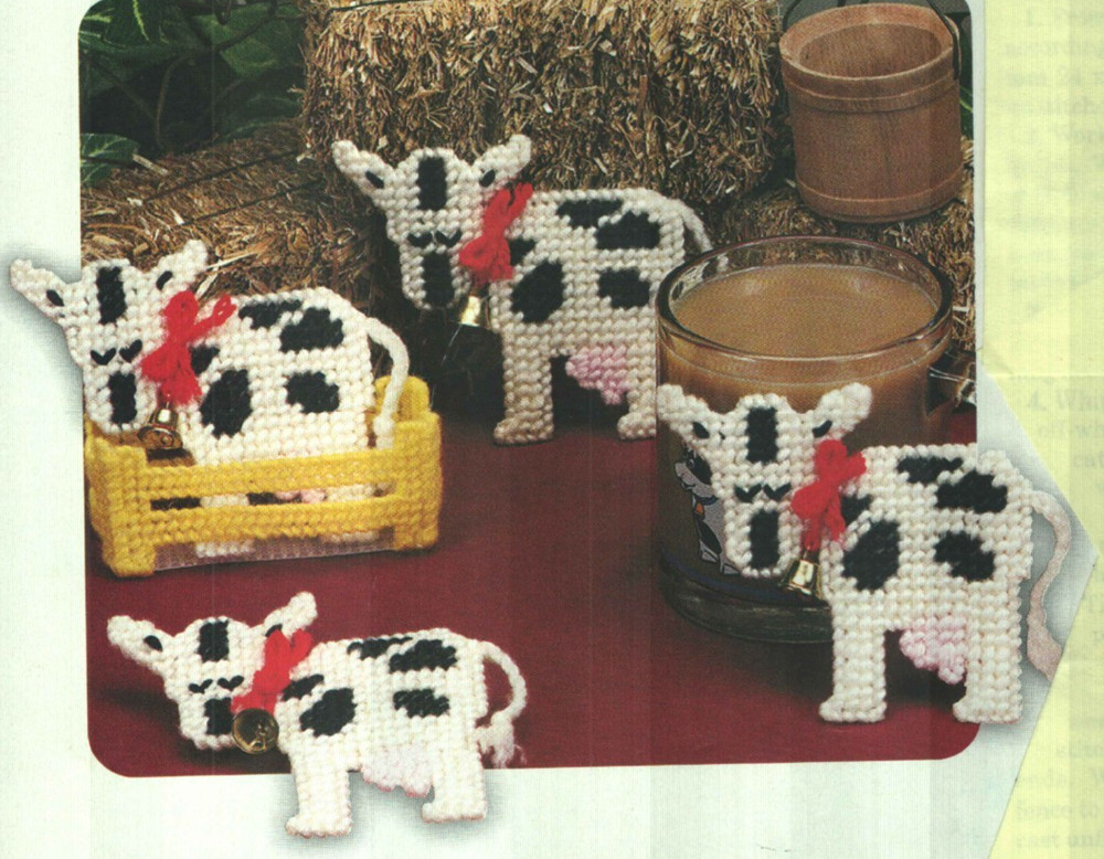 CONTENTED COW COASTERS HOME DECOR PLASTIC CANVAS PATTERN INSTRUCTIONS