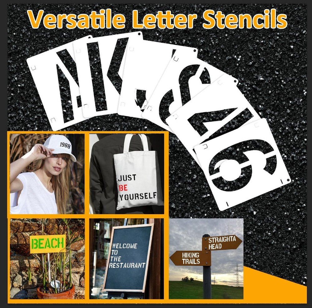 42 PCS Letter Stencils 3 Inch, Interlocking Craft Stencils Kit, Reusable Plas...