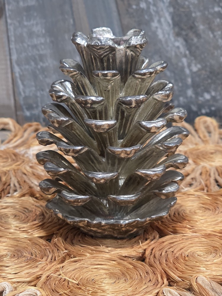 Godinger Silver Pinecone Figurine | Metallic Holiday Decor | 3.5” Accent Piece