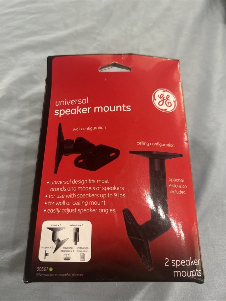 GE Universal Speaker Mounting Brackets - Wall or Ceiling Mount - NEW - SEALED