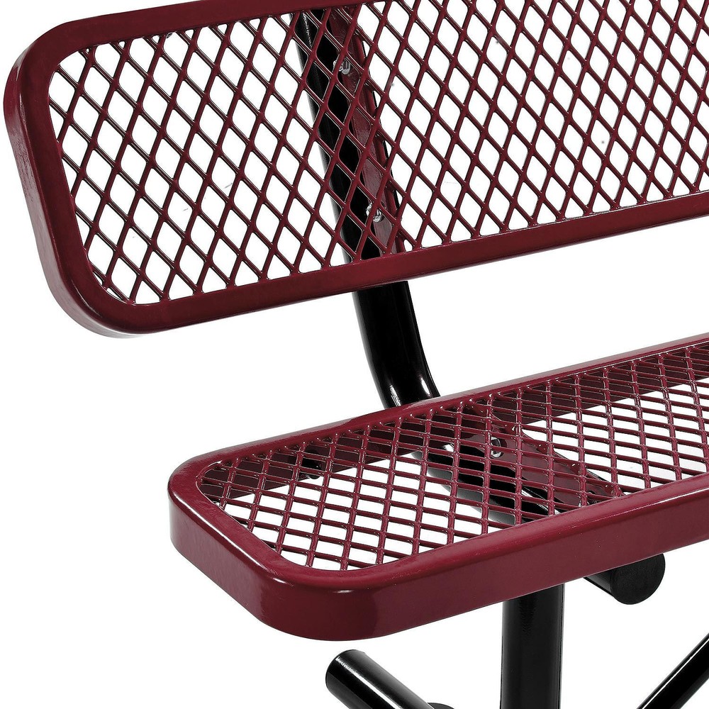 96"L Expanded Metal Mesh Bench With Back Rest Red