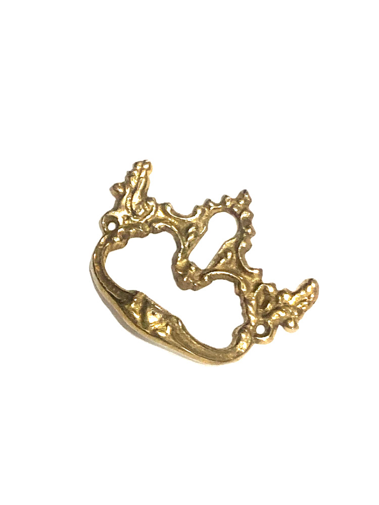 Horizontal Victorian Cast Brass Drawer Pull with Keyhole Cover Handle