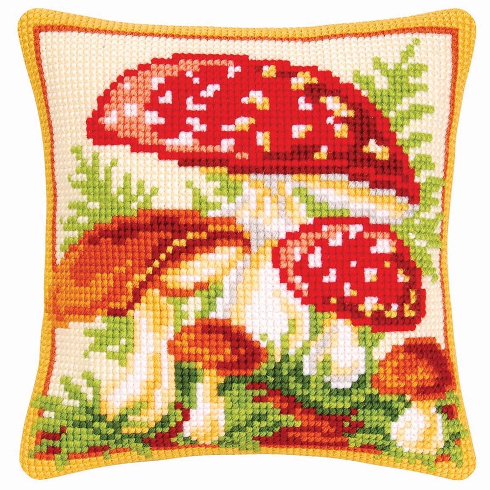Vervaco® Mushrooms Pillow Cover Needlepoint Kit