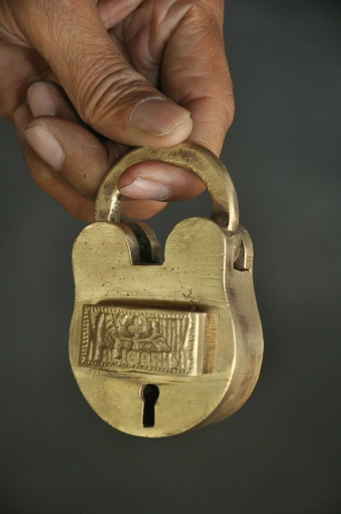 Vintage Brass Handcrafted Fine Quality Engraved Solid Padlock
