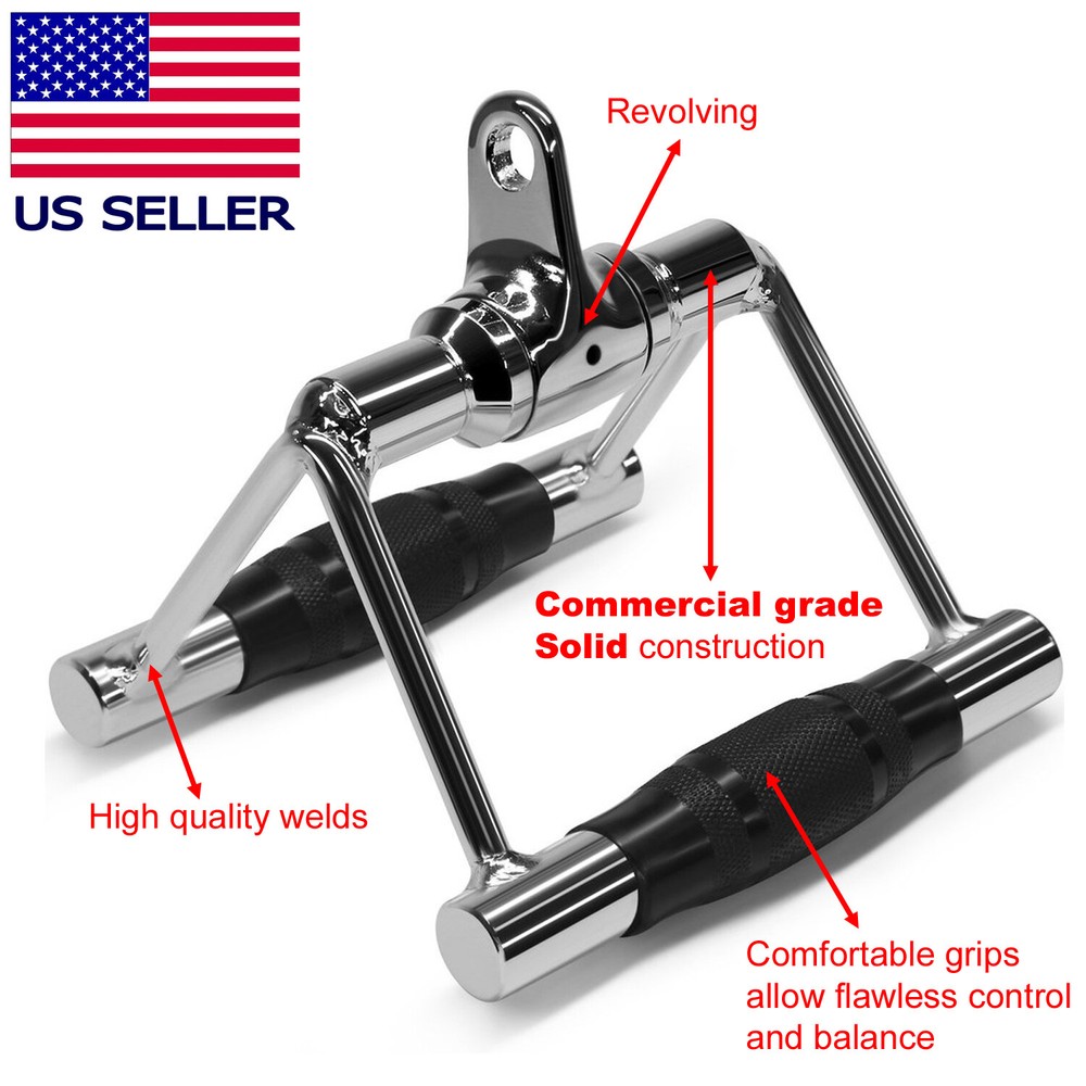 Home Gym Cable Attachment Exercise Machine Tricep Row V Pull Bar D Handle Rotate