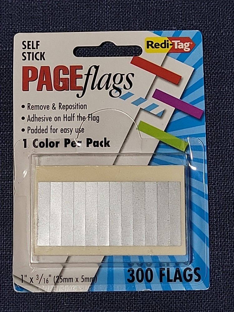 Redi-Tag Remove & Reposition Page Flags (2) Black (2) Silver 300/Flags Per Pack