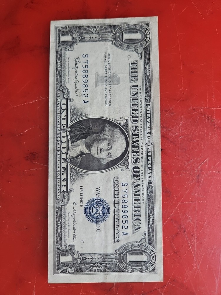 $1 1957B Silver Certificate OVER INKING ERROR !!