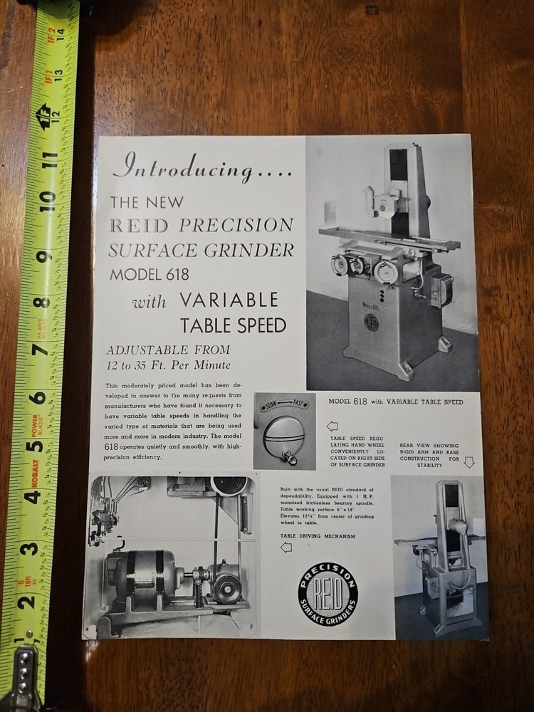 REID PRECISION GRINDERS MODEL 618 SHEET