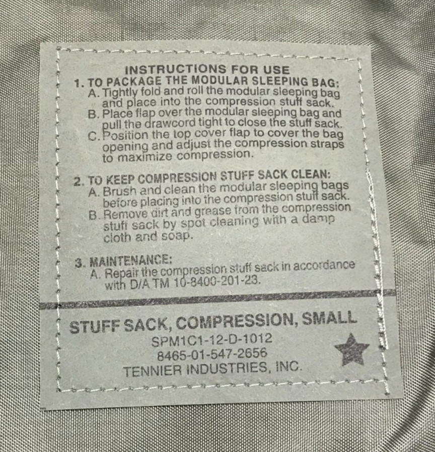 ACU MSS Foliage Small Compression Stuff Sack for Modular Sleep System USGI NOS