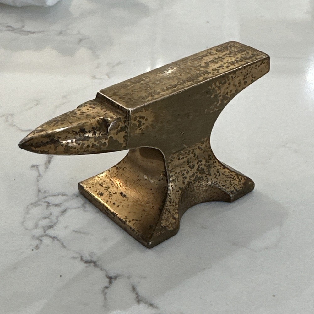 Vintage Mini Brass Anvil Marked