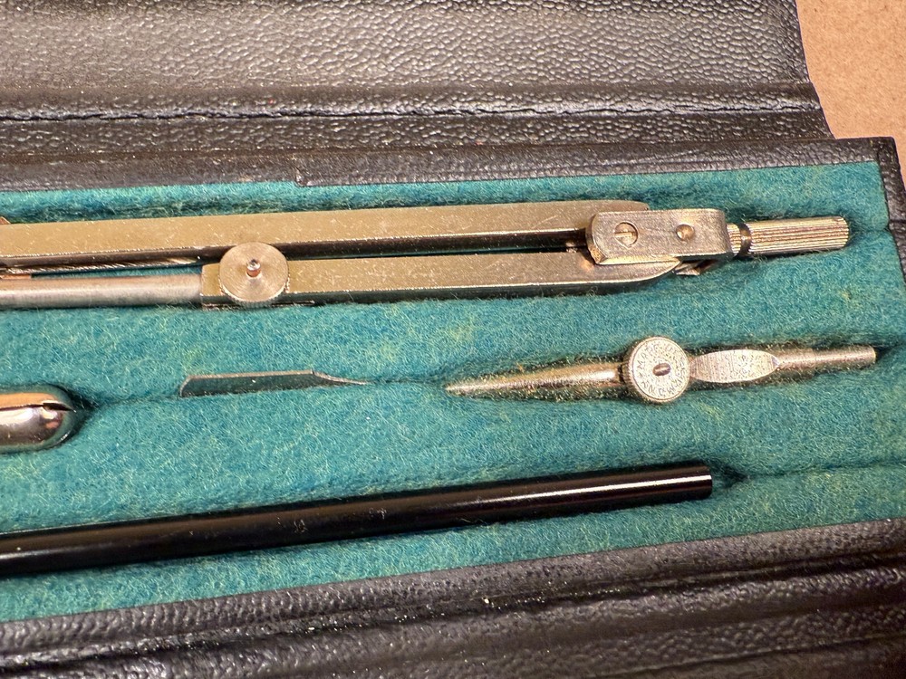 Vintage Waltham Drawing Instruments Small Case Germany Circle Drafting Compass