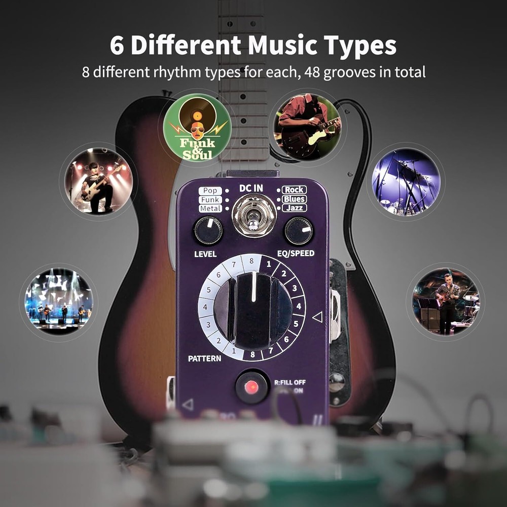 MOOER Micro Drummer II Drum Machine Guitar Pedal Effect with 2
