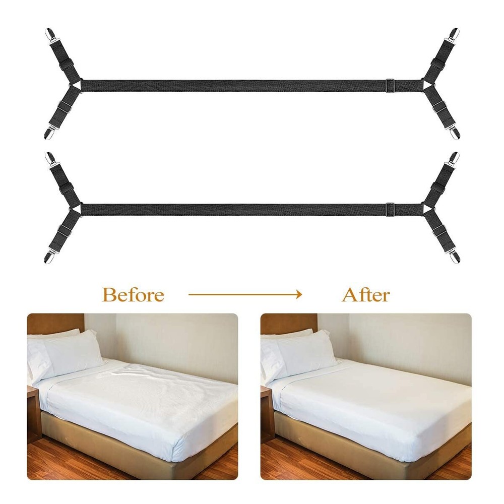 2 Pcs Bed Sheet Holder Straps Adjustable Bed Sheet Fasteners Elastic Bands
