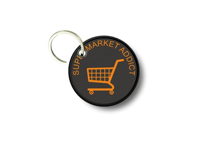 Keychain Round Printed Double-Sided Supermarket Addict Shopping